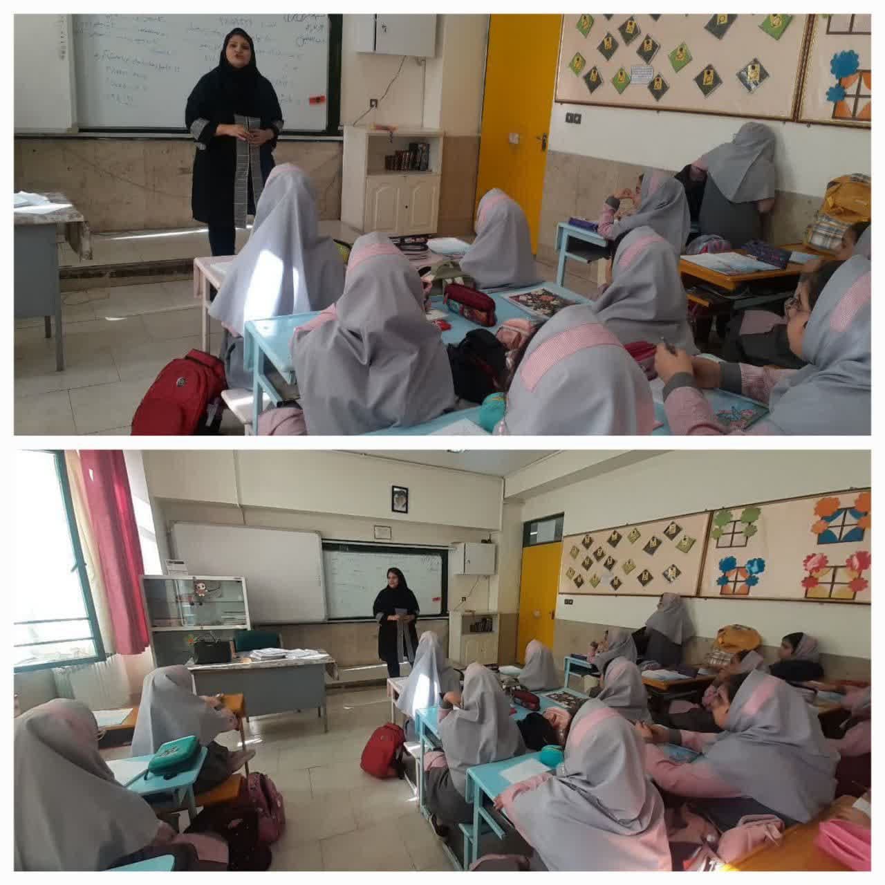 آموزش بهداشت فردی به دانش آموزان پایه پنجم توسط مربی بهداشت خانم شیروانی