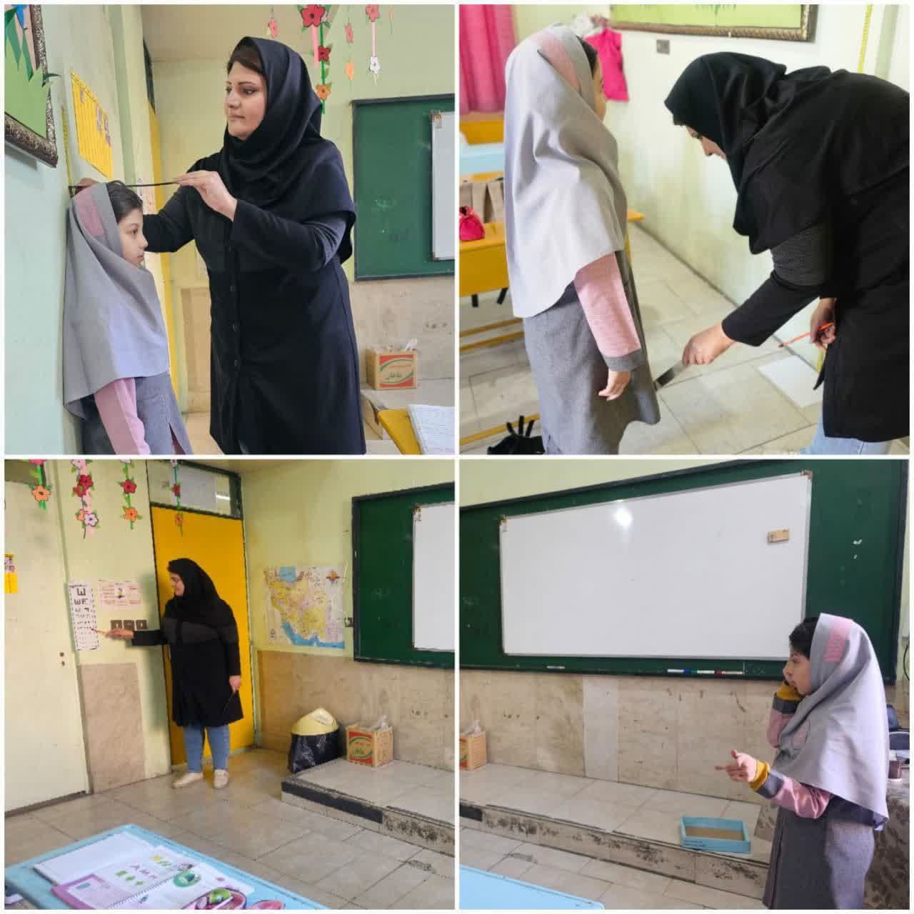 انجام معاینات دوره ای دانش آموزان پایه دوم و سوم (اندازه گیری قد و وزن و معاینه چشم)